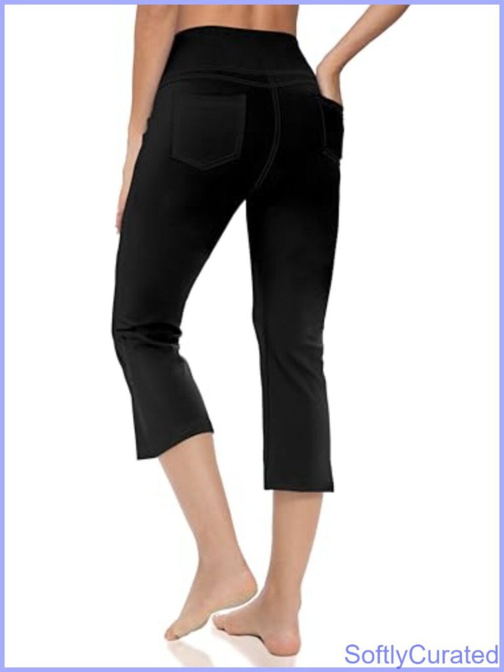 Women's Capri Pants with Pockets High Waisted Cropped Leggings